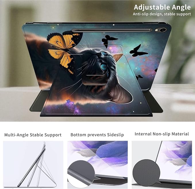 Case for Samsung Galaxy Tab A9 8.7-Inch 2023360 Degree Rotating Multi-Angle Viewing Protective Cover with Auto Sleep/Wake-Blue Butterfly