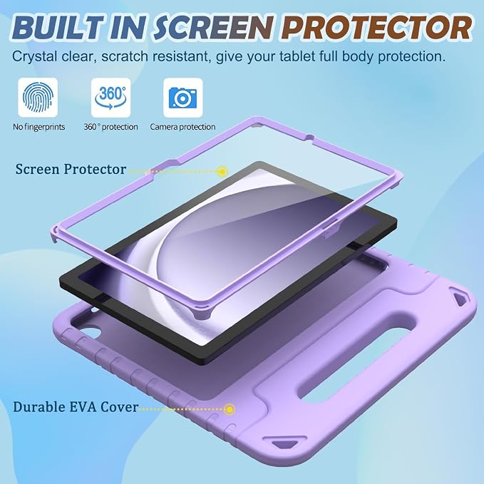 LTROP Shockproof Lightweight Convertible Handle Stand Case for Samsung Galaxy Tab A11 Plus 2025 / A9 Plus 11 Inch 2023 with Built-in Screen Protector Galaxy Tab A11+ / A9+ Case for Kids Black
