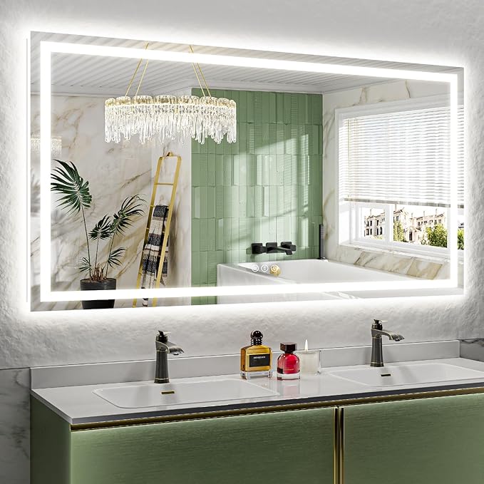 YEELAIT 68x36 Inch LED Bathroom Mirror with Lights Front and Backlit Lighted Vanity Mirror for Bathroom Wall with 3 Colors Dimmable Anti-Fog Memory Shatter-Proof IP54 Waterproof Horizontal/Vertical