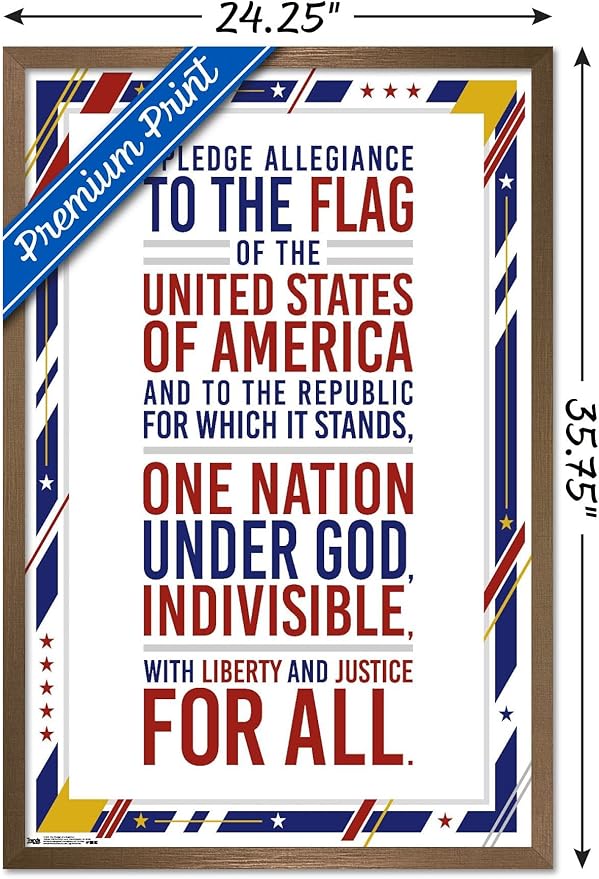 Trends International The United States Of America - Pledge Of Allegiance Wall Poster, 22.375" x 34", Bronze Framed Version