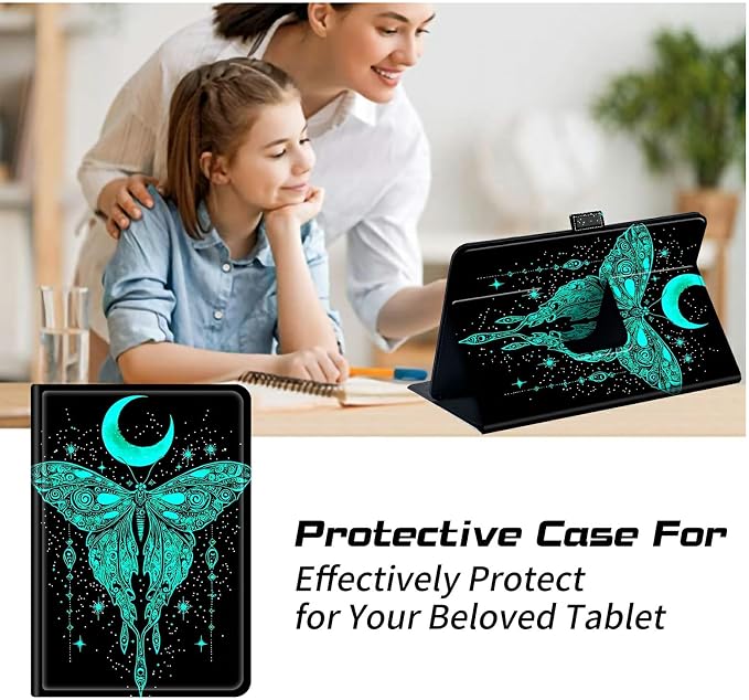 for Walmart Onn 10.1 2024 Onn 10.1 Gen 4 Universal Tablet Case 360 Degree Rotating Kickstand Protective Stand Case with Multiple Viewing PU Leather Shell Case Black Book Cat