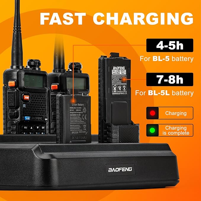 BAOFENG UV-5R Six Way Charger Multi Unit Charging Station for BF-F8HP UV-5R UV-5RPro UV-5X3 Walkie Talkies and Batteries
