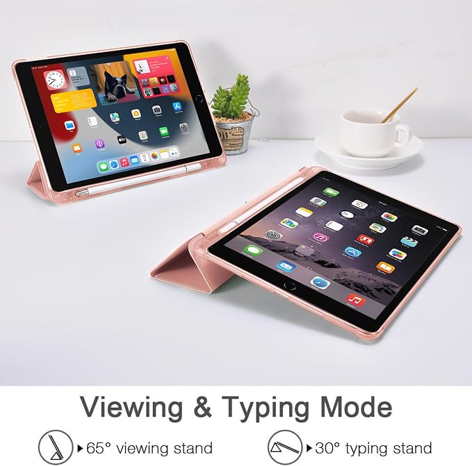 JOYLAND Blue Turtle for iPad Air 11 Inch M3(2025)/M2 (2024)Air 5th/4th Generation Case 2022/2020 10.9 Inch with Pencil Holder-Trifold Stand Protective Cover with Soft TPU BackBlack