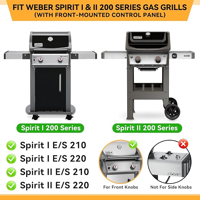 KifonMetals 15.3 Inch Flavorizer Bars for Weber Spirit I & II 200 Gas Grill with Front-Mounted Knobs, for Spirit E210 S210 E220 S220, Porcelain Steel, 3 PCS, for Weber Spirit Grill Parts 7635