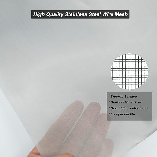 304 Stainless Steel Mesh 200Mesh, 15.7"x47.2" Metal Mesh Screen, Woven Fine