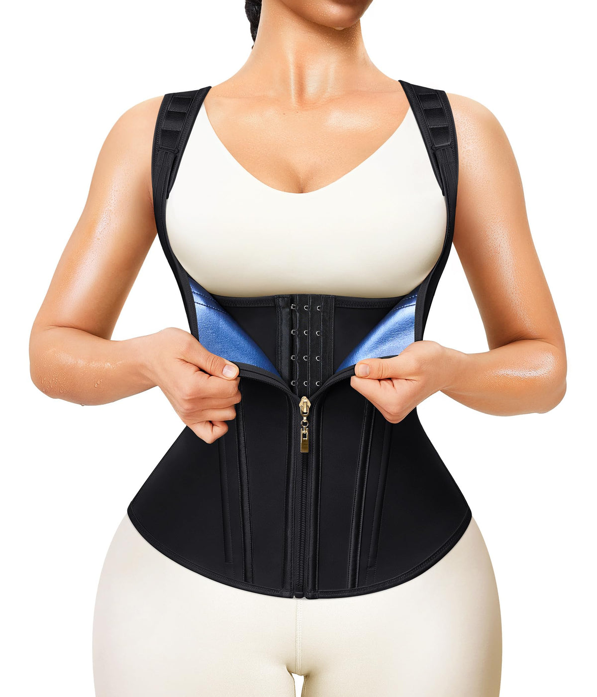 Junlan Waist Trainer for Women - Sauna Suit Sweat Vest for Working Out(Black,Medium)