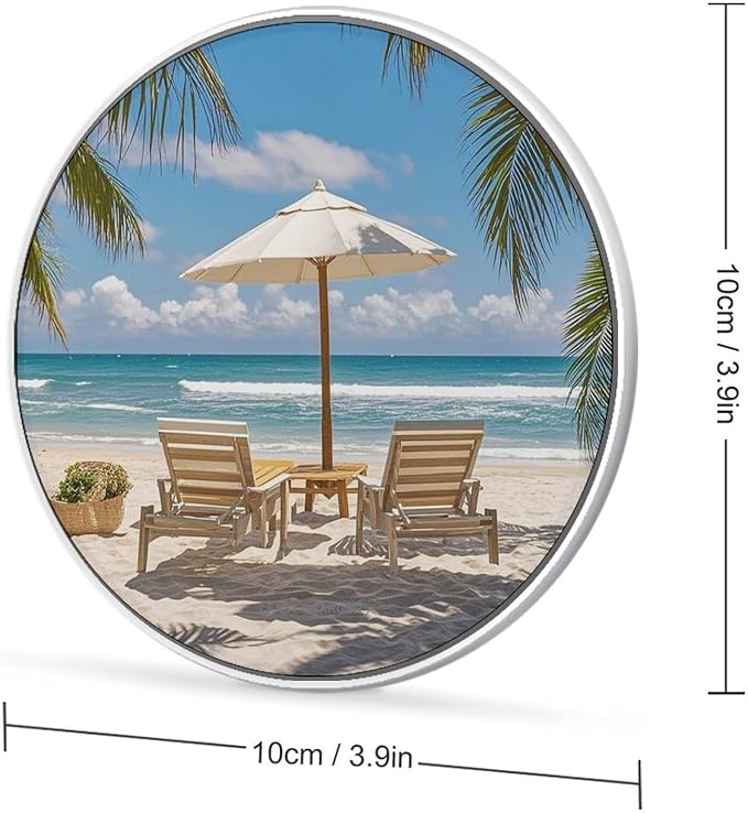Ocean Beach Theme Wireless Charger with Aluminum Alloy Frame Qi Certified Fast Wireless Charging Pad 10W Charging Station Portable Phone Charger for All Wireless Charging Phone