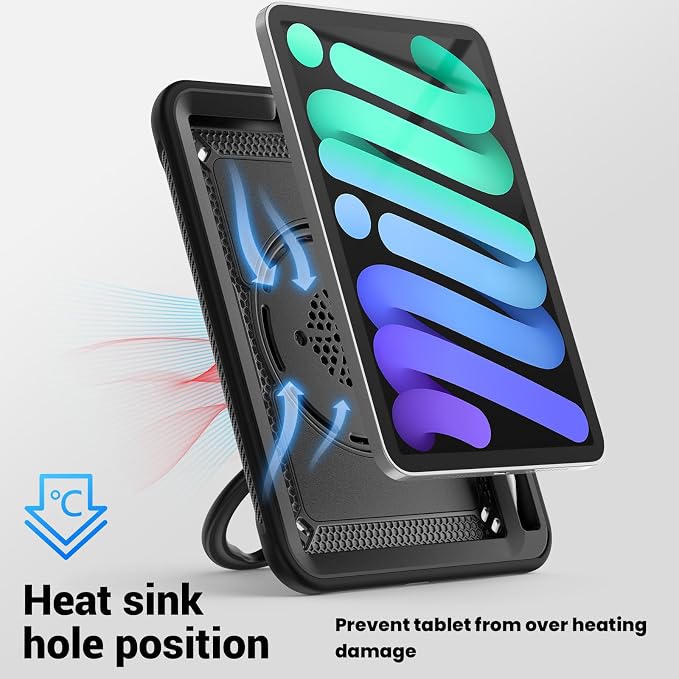 Case for iPad mini 7 (A17 Pro) 2024/ Mini 6 8.3'' with Pencil Holder Screen Protector [360 Rotating Hand Strap] &ampStand &ampShoulder Strap Shockproof Case for iPad mini 7th/6th Generation Purple