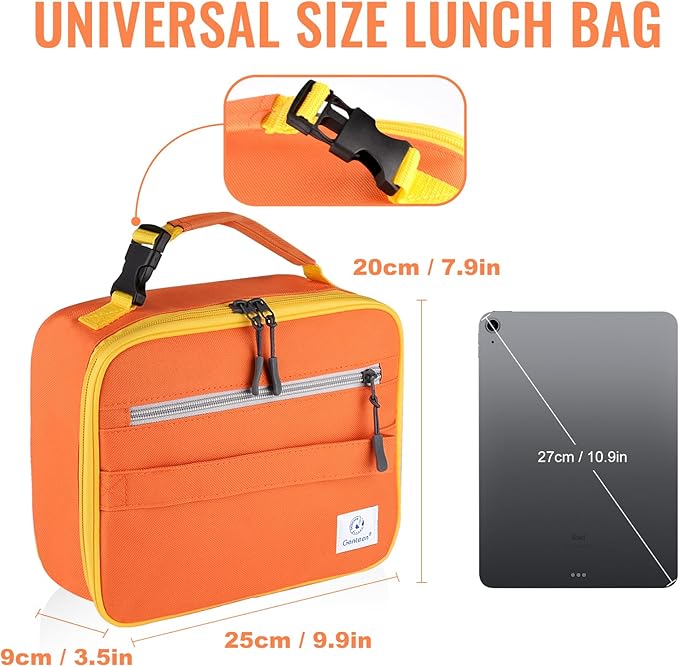 Genteen Lunch Box Lunch Bag for Kids Girls,Insulated Lunch Bag Women,Reusable Lunchbox for School,Work,Outdoor(Orange)