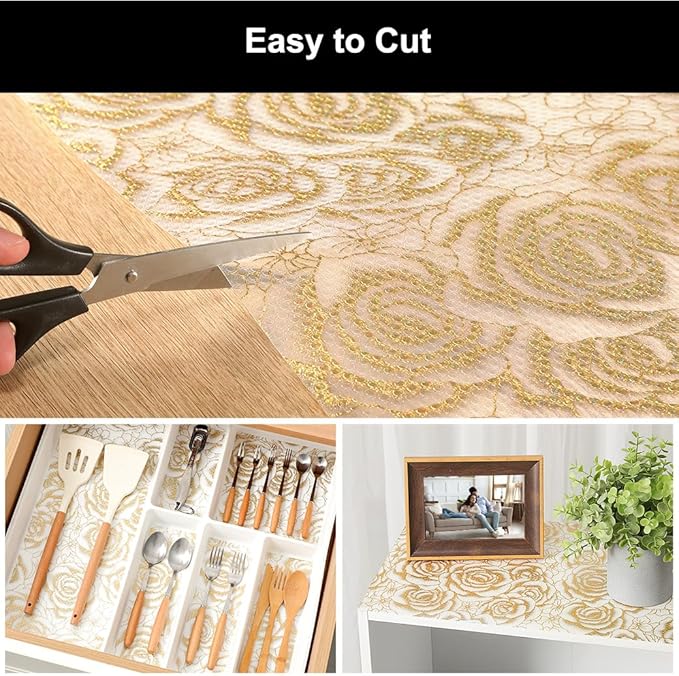 Cooyes Shelf Liner – Premium Non-Adhesive Cabinet & Drawer Liner for Kitchen – Waterproof Shelf Paper with Modern Pattern – Durable EVA Cabinet Mat – Easy to Cut （24" W x 240" L）