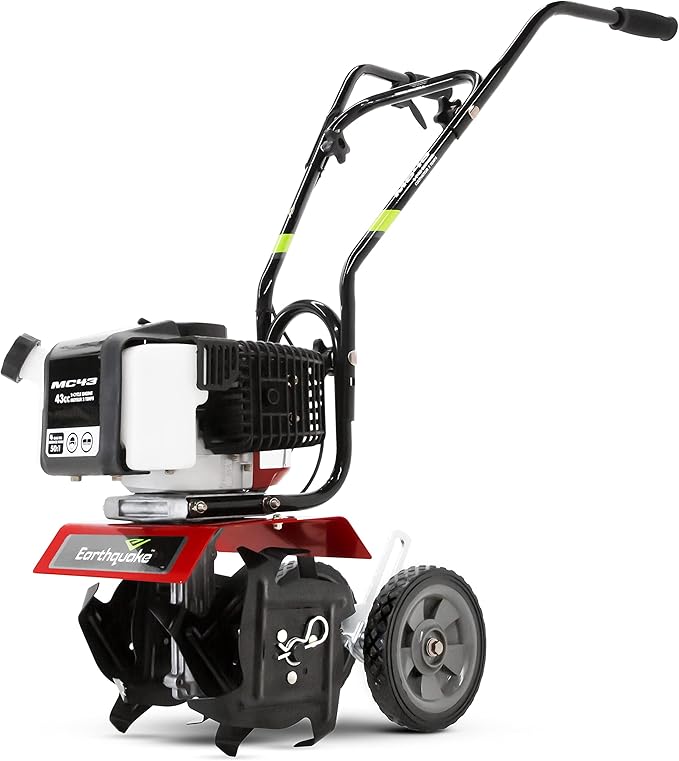 Earthquake MC43 Cultivator, 43cc 2-Cycle Viper Engine, 6-10” Adjustable Width, 8” Max Depth, Overhand Handlebars, Lightweight, U.S. Based Customer Service
