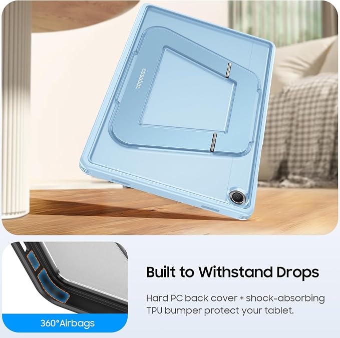 Fintie Multi-Angle Kickstand Case for Samsung Tab A11+/A9+ 11 in Black | Dual-Axis Aluminum Stand PC &amp TPU Protection Slim Frosted Hard Cover with Anti-Scratch Surface Stable Viewing Angles