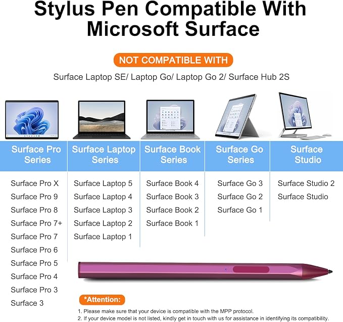 Stylus Pen for Microsoft Surface Pro 11/10/9/X/8/7/6/5/4/3Surface Go/Go2/Go3Book3/2/1Surface Laptop7/6/5/4/3/2/1Studio 2 (Black)