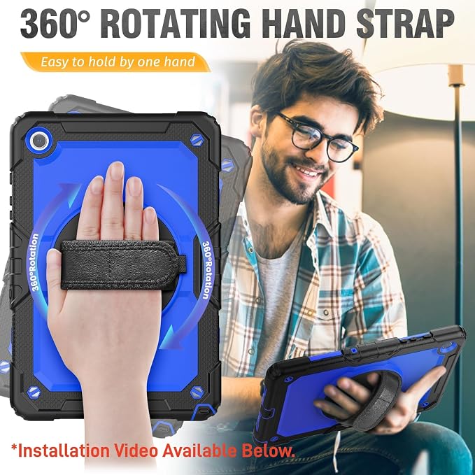 HXCASEAC Case for Samsung Galaxy Tab S6 Lite 10.4 inch Protective with Screen Protector/Hand Strap/S Pen Holder Shockproof S6 Lite Tablet Case 2024/2022/2020 SM-P610 SM-P613 SM-P620 - Black