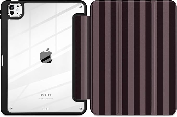 DONGKE for iPad Pro 11-Inch Case (M5 2025 / M4 2024) 6th/5th Generation [Auto Sleep/Wake &amp Pencil Pro Holder] Clear Acrylic Back Smart Trifold Stand Cover Bear &amp Cherry