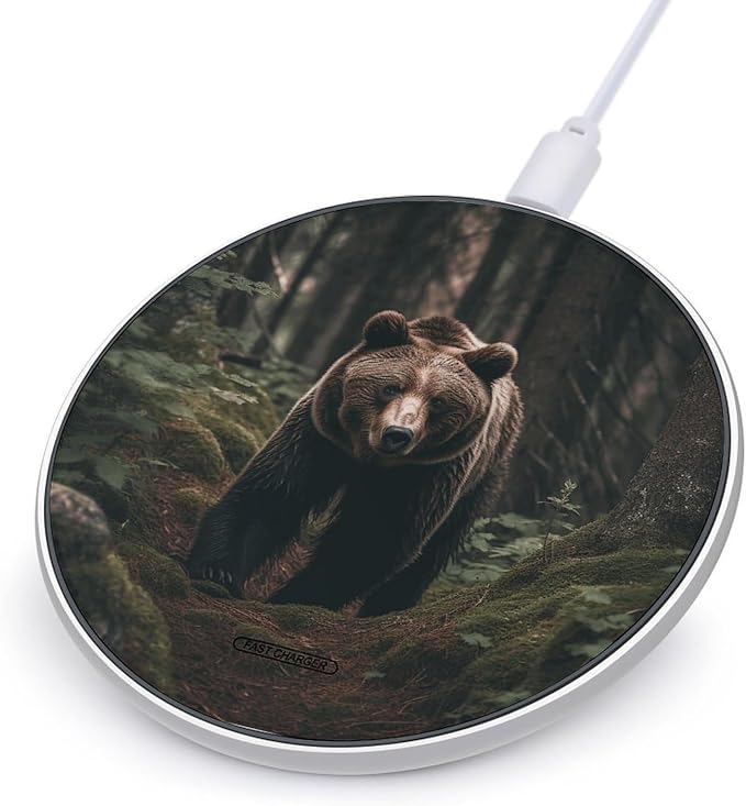 Bear in Tree Wireless Charger Portable 10W Fast Wireless Charging Pad Compatible with Phone Ultra-Thin Charging Station Lightweight Charger Mat for Travel Home Office Desk