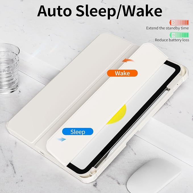 Detachable Case for iPad A16 11th Gen 11/10th Gen 10.9 Black | Slim Transparent Shell Back Soft Shockproof TPU Frame Without Pencil Holder Auto Sleep/Wake