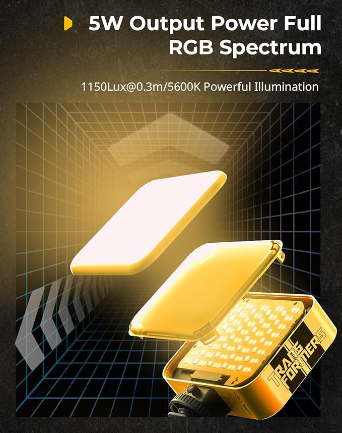 SmallRig Vibe P108 Pro Mini Led Video Light, Portable Camera Light for Photography, Cold Shoe Light, CRI95+, 2500-6500K, 12 Effects, Small Fill Light for Content Creator, Bumblebee Edition 5511