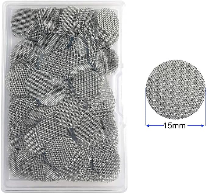 200pcs Stainless Steel Pipe Filters, 15mm/0.59 Inch Smoking Screens Pipe