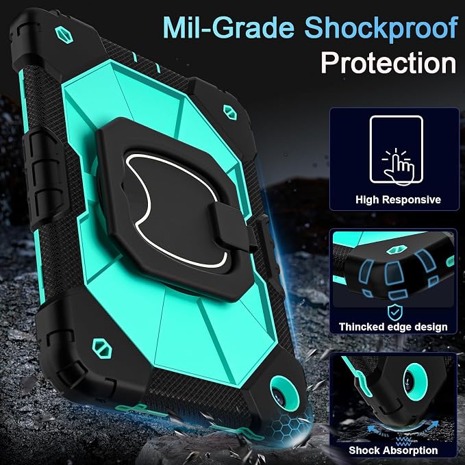 Auizotl Case for Samsung Galaxy Tab A11+/A9+ Plus 11 Inch with Screen Protector/Rotating Stand/Pen HolderMilitary Grade Shockproof Cover for Galaxy Tab A11 Plus /A9 Plus CasesBlack