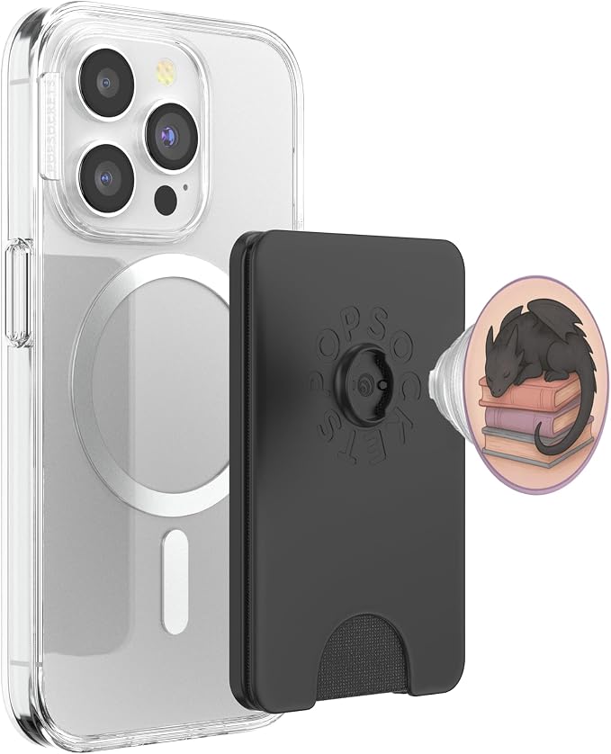 Curled Up with A Good Book Dragon Design PopSockets PopWallet for MagSafe