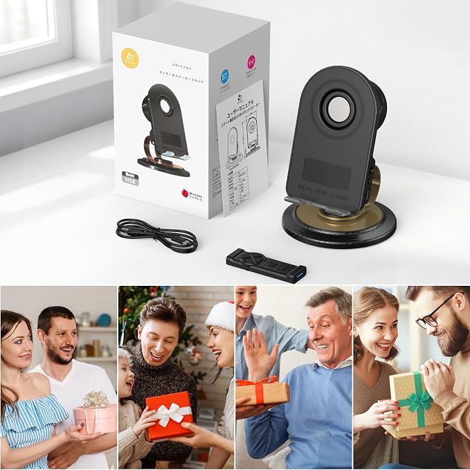 Phone Stand with Speaker with Bluetooth 5.3Phone Stand with Remote Control &amp Adjustable Height/AngleNon-Slip Silicone BasePortable for Home/Office/OutdoorGifts for Men Women Teens Parents