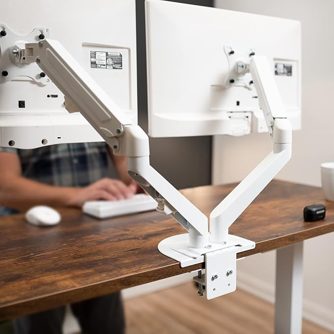 VIVO Steel Reinforcement Bracket Mount Plate for Thin, Glass, and Other Fragile Table Top Surfaces, Compatible with Most Monitor Stand C-Clamp Installations, Anti-Slip No Scratch, White, STAND-AC01RW