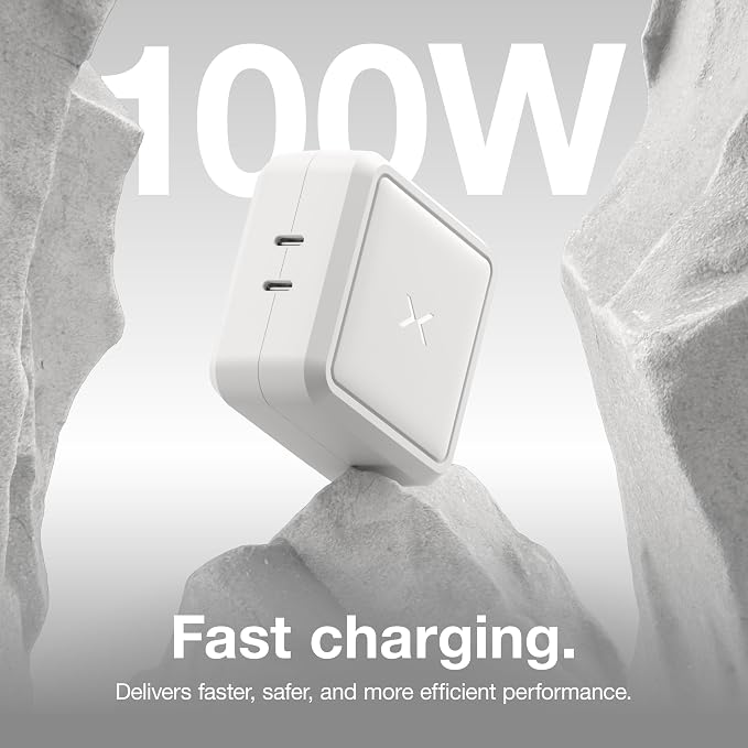 NOCO XGrid X100 100W USB-C GaN Wall Charger Block with Power Delivery | Dual USB-C Port PD 3.0 QC 4.0+ &amp PPS Fast Charging Foldable Compact Design Charges All USB-C Devices UL Certified