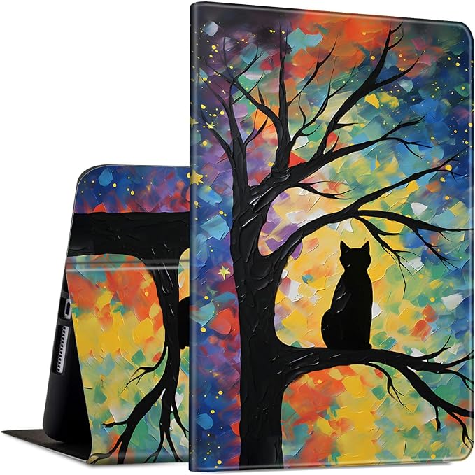 Slim Case for Amazon Kindle Fire Max 11 Case (13th Generation 2023 Release) 11 PU Leather Folio Stand Adjustable Smart Cover with Auto Wake/Sleep for Kindle Fire 11 TabletArt Black Cat Tree