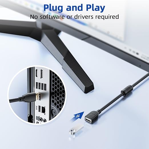 USB 2.0 Extension Cable 30FT / 10M USB Type A to A Long Active USB 2.0 Extender Male to Female Repeater Cable 480Mbps Transfer Speed for Game Consoles Printer Camera Keyboard Hard Drives