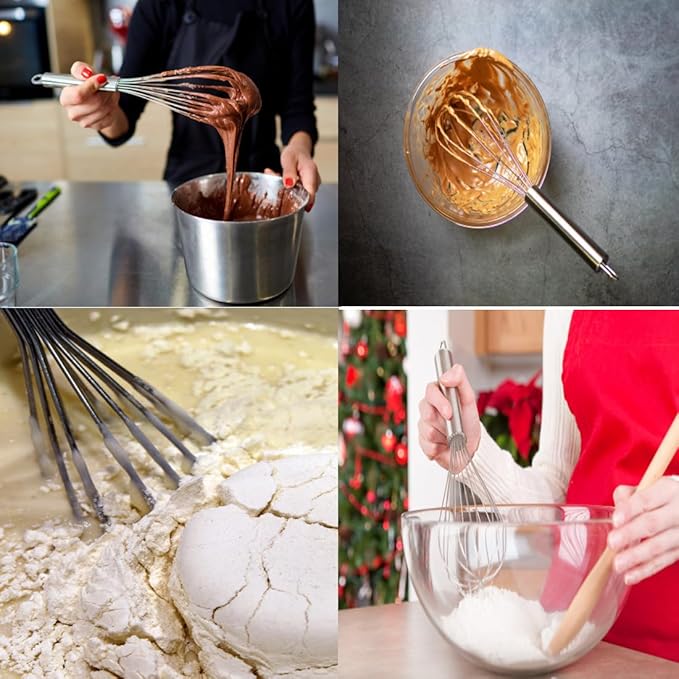 VITASUNHOW 10" Stainless Steel Balloon Whisk for Baking pack of 3