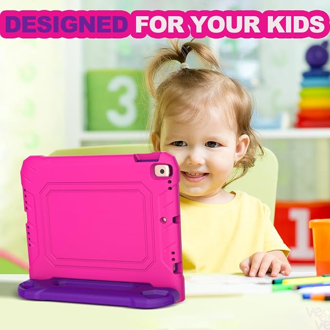 YIHE Kids Case for iPad 10.2 9th/8th/7th Gen Pro 10.5 &amp Air 3 BlackBlue | Full Body Shockproof Protective Cover Handle Stand Built-in Screen Protector Fun Colors