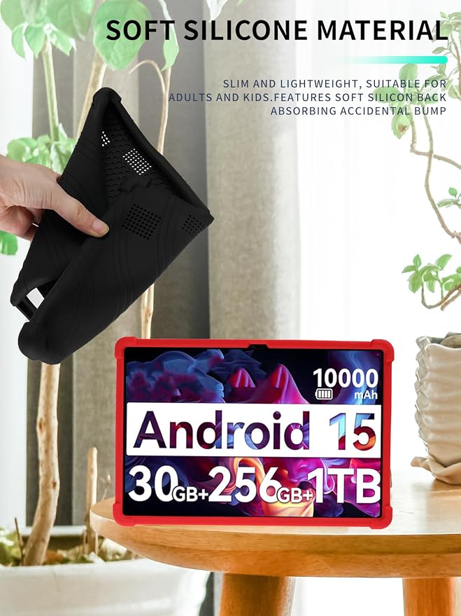 Case for Urao G140L Tablet 14 inch Android 15 TabletWUNIAK Shock Proof Lightweight Stand Rubber Shell Protective CoverKids Friendly Soft Silicone Adjustable Stand CoverBlack