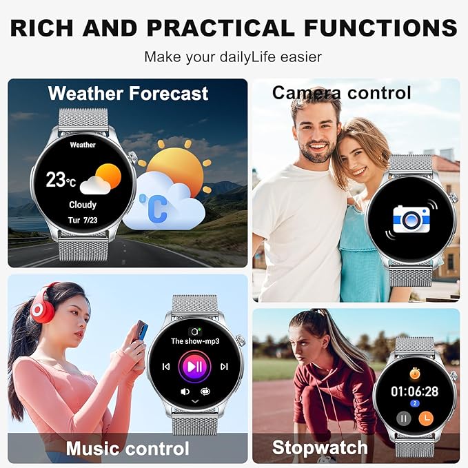 Smart Watch for Men Women Fitness: Make Answer Call Running Digital Mens Watches Waterproof Smartwatch Android Phone iPhone Samsung Compatible Step Pedometer Tracker Heart Rate Sleep SpO2 Monitor