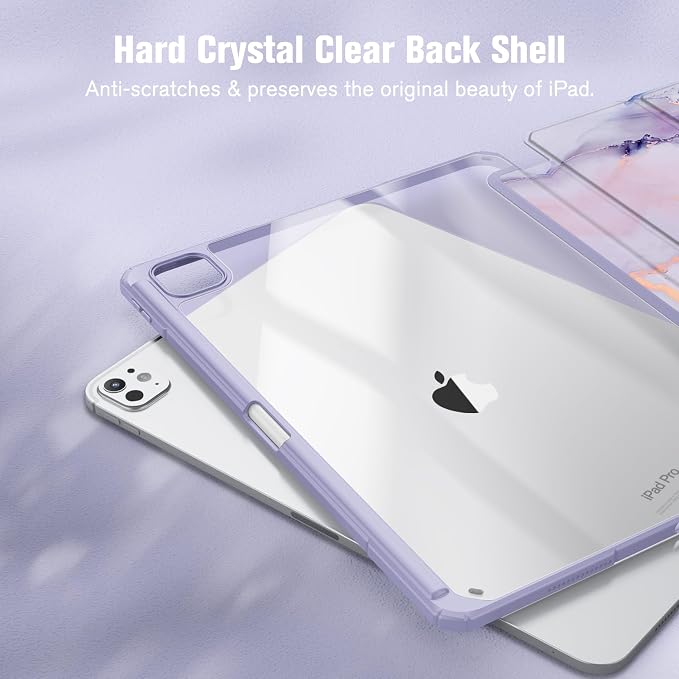 Fintie Slim Clear Case for iPad Pro 13-inch (M5) 2025 / (M4) 2024 | Slim Hybrid Shockproof Hard PC Back Cover Pencil Holder Viewing &amp Typing Angles Auto Sleep/Wake Black