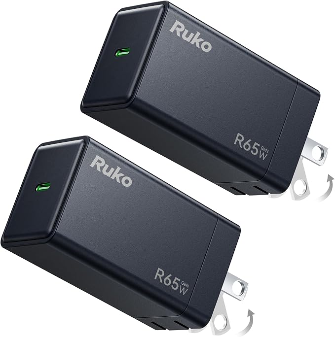 Ruko 65W USB C Charger 2-Pack GaN Fast Charger Block