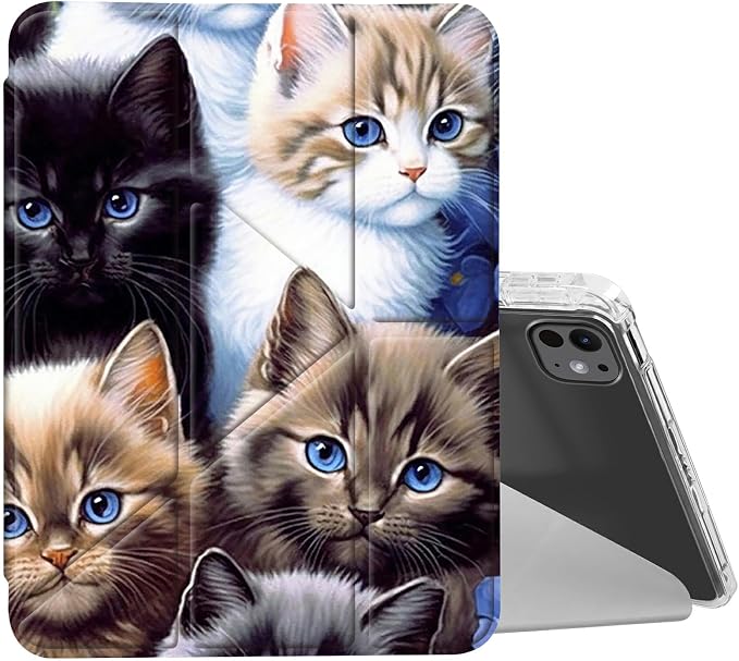 for iPad 10.2 &amp 10.5/iPad 9th/8th/7th Generation 10.2 2021 2020 2019 Case Mutil Angles Folding Y-Shaped Stand Cover with Pencil Holder Auto Wake/SleepAmerican Flag and Cow