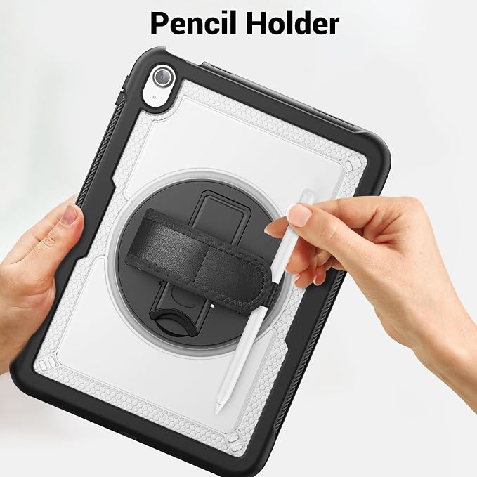 Case for iPad (A16) 11th Generation 11 inch 2025 Lightweight Rugged Dual-Material Design 360° Rotating Adjustable Leather Hand Strap Foldable Kickstand Durable with Full ProtectionBlue