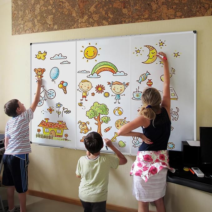 XBoard Extra Large Magnetic Whiteboard 118 x 48 Inch, 10' x 4' Oversized Foldable Dry Erase White Board for Wall with Marker Tray | Aluminum Frame