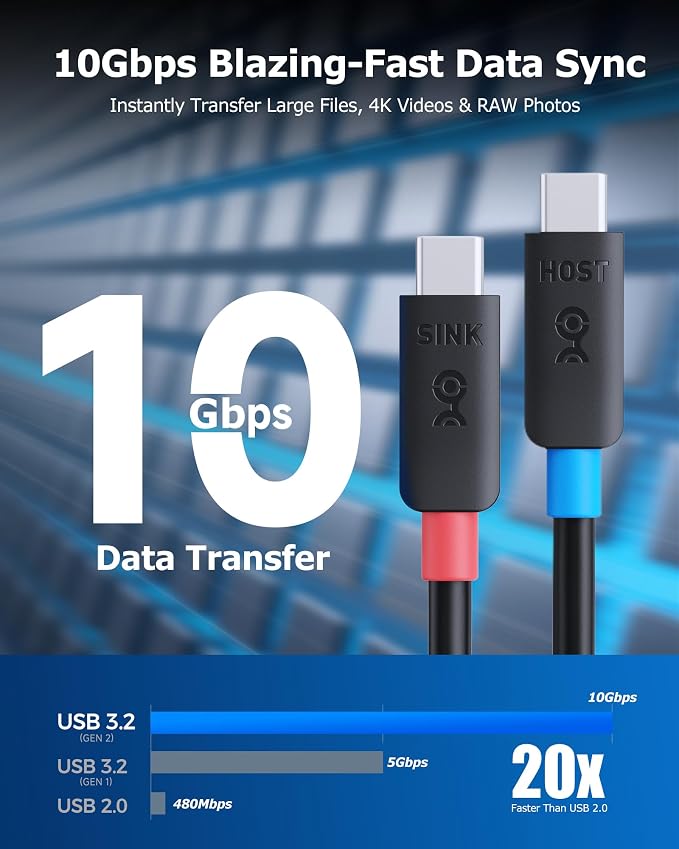 Cable Matters Unidirectional 10Gbps Active USB C Cable 10ft / 3m | [4K@60Hz Video 60W Charging 10Gbps Data Transfer] for Apple Vision Pro Meta Quest 3 VR Headsets Portable Monitors