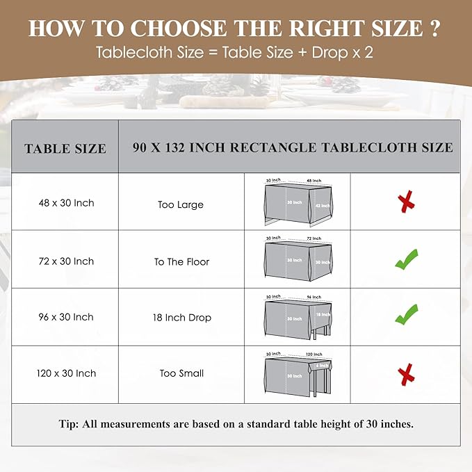 Rectangle Tablecloths 90x132 Inch 6 Pack Dark Green Tablecloth for 6ft Washable Decorative Linen Polyester Table Cloths for 8ft Dining Table Banquets Buffet Parties and Wedding