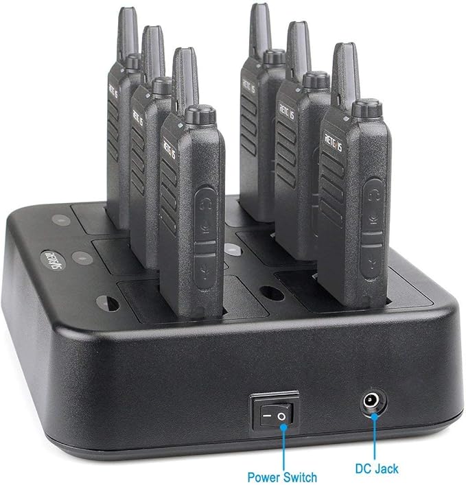 Retevis RT22 Six Way Charger, Multi Unit Charging Station, Walkie Talkie Charger, Compatible with Retevis RT22 RT22S RB19 RB19P RB39 RB39P Two Way Radio(5 Pack)