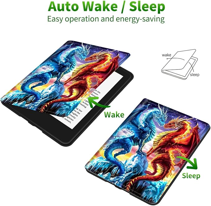 for 6 Kindle 11th Generation 2024/2022 Release Case (Model No: C2V2L3) E-Reader Multi-Angle Viewing Shockproof Smart Protective Case with Auto Wake/Sleep Baseball