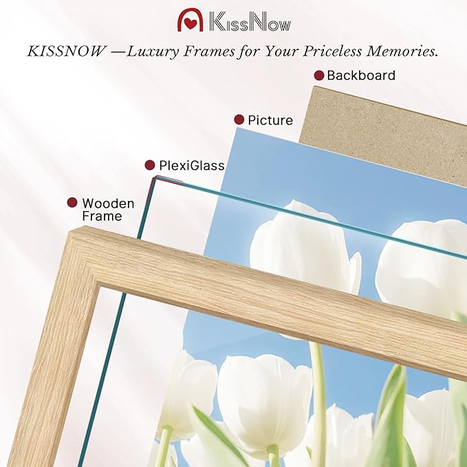 13x19 Picture Frame set of 4, Natural Oak Wood Poster Frame, Wall Hanging