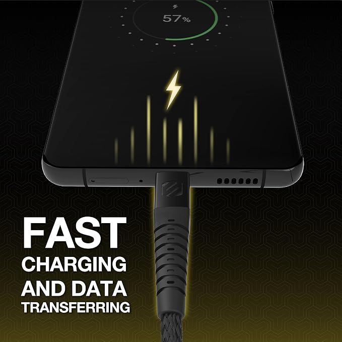 SCOSCHE CAB1-SP STRIKELINE Premium USB to Type-C Charge &amp Sync Braided Cable 1-ft. Black