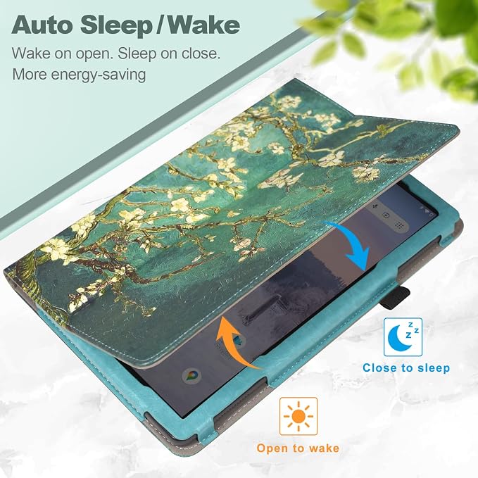 Case for T-Mobile Revvl Tab 2 Tablet - Folio Premium PU Leather Protective Stand Cover with Auto Sleep/Wake Almond Blossom