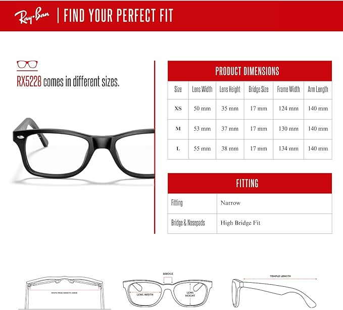 Ray-Ban RX5228 Square Eyeglasses for Men for Women +BUNDLE with ACCESSORY EYEWEAR KIT
