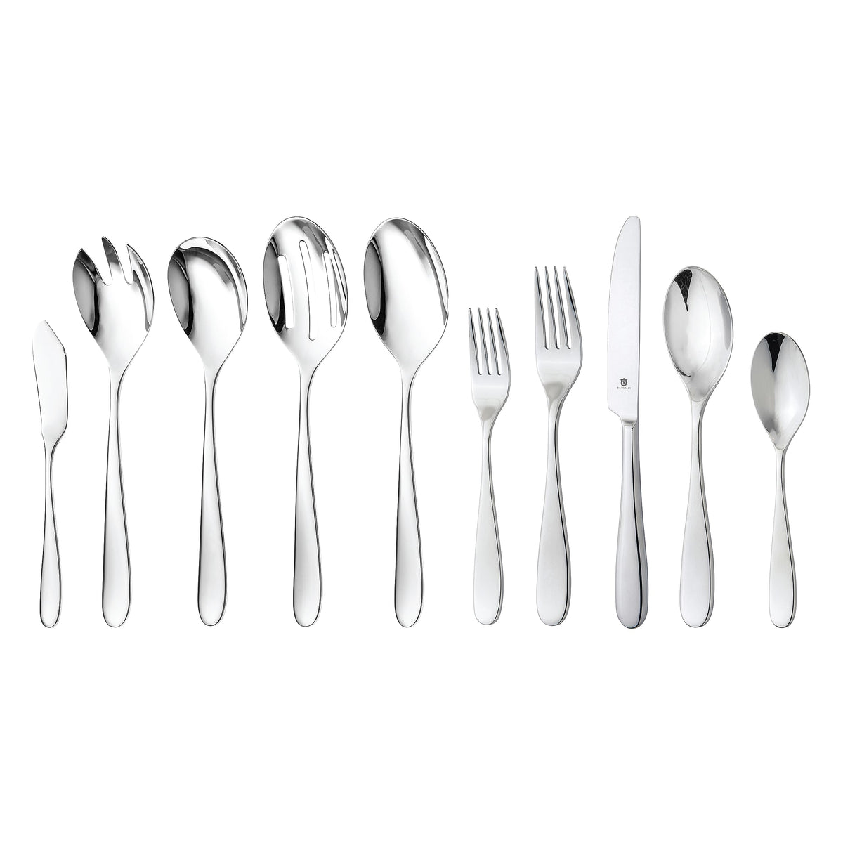 DANIALLI Engraved Silverware Set for 8 | 18/10 Stainless Steel Flatware with Mirror Finish and Engraved Handles | Heavy-Duty, Dishwasher Safe, Built to Last (40-Piece, Mezzano Engraved)