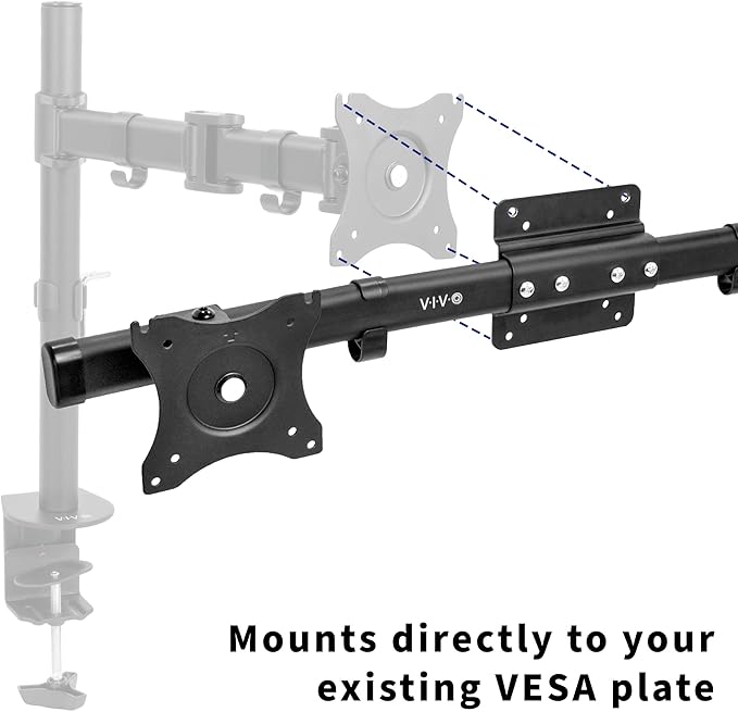 VIVO Dual VESA Bracket Adapter, Horizontal Assembly Mount for 2 Monitor Screens up to 27 inches, MOUNT-VW02A