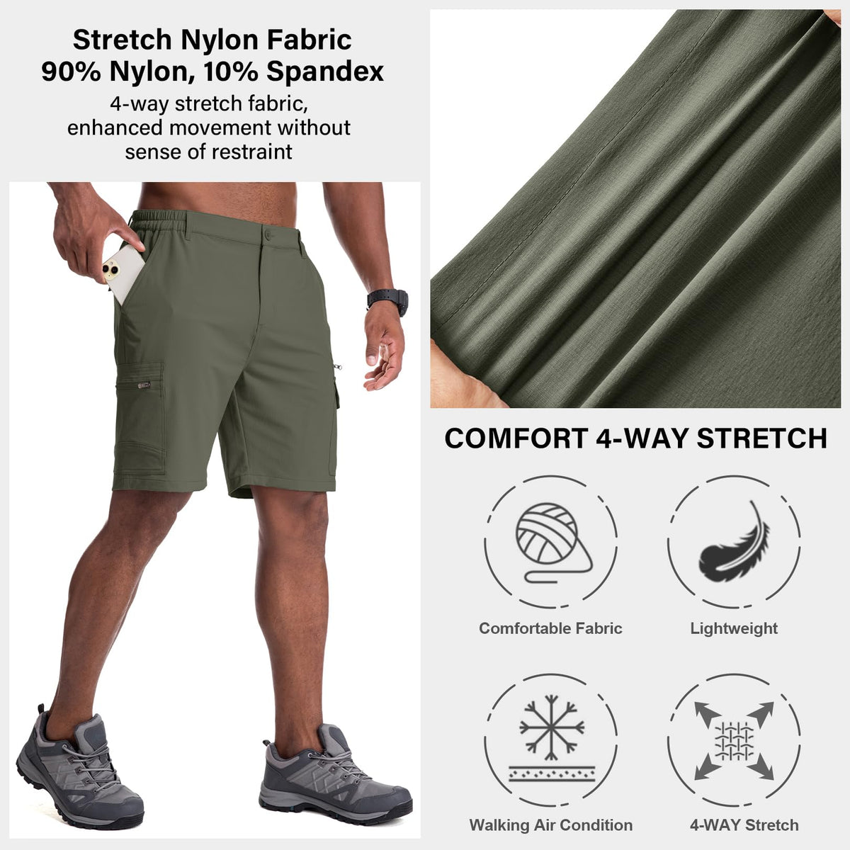 Jessie Kidden Mens Outdoor Casual Expandable Waist Lightweight Water Resistant Quick Dry Fishing Hiking Shorts (6222 Black Camo 38)